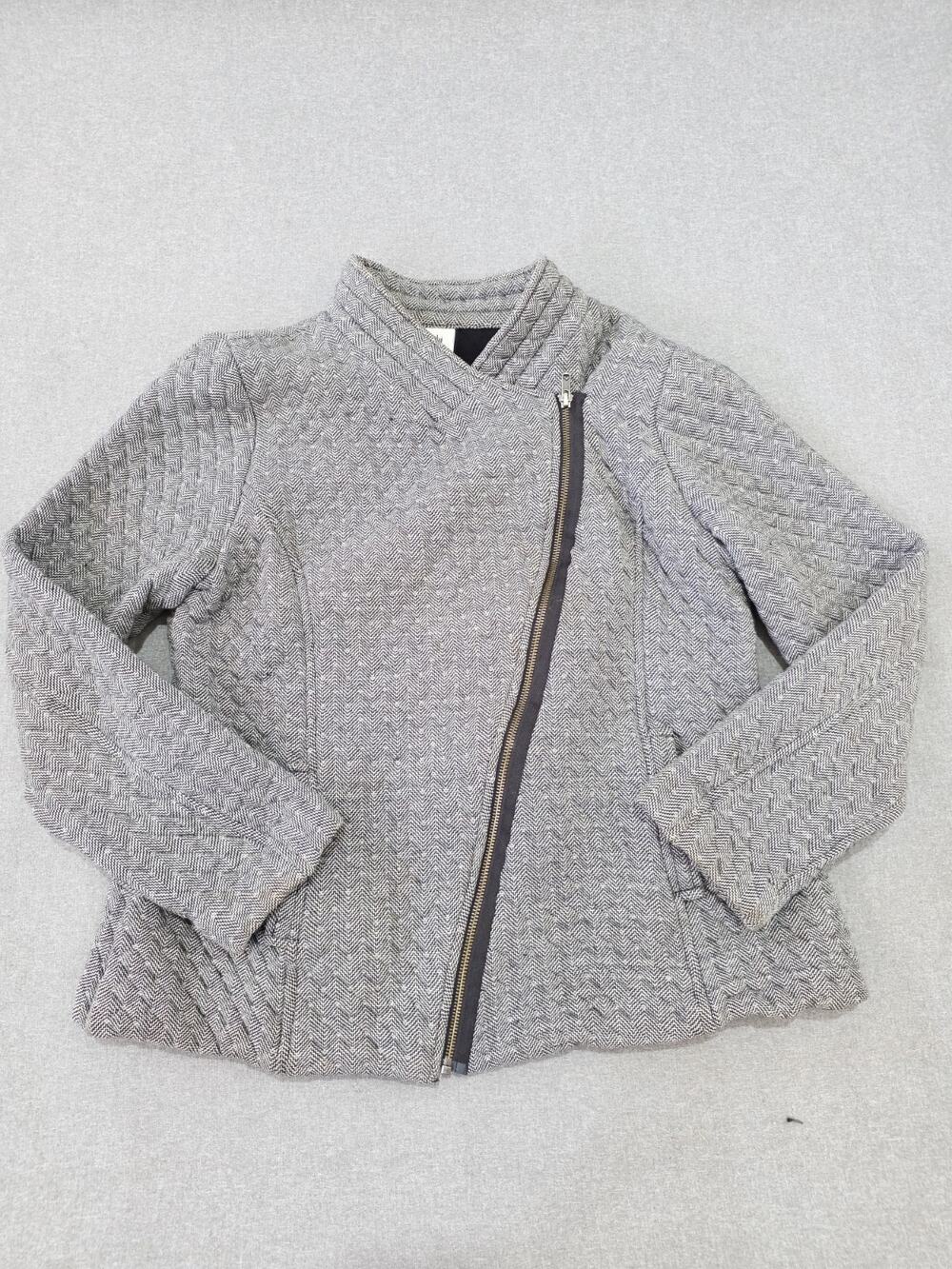 Cabi Womens Jacket Size L Gray Quilted Offset Zipper Coat